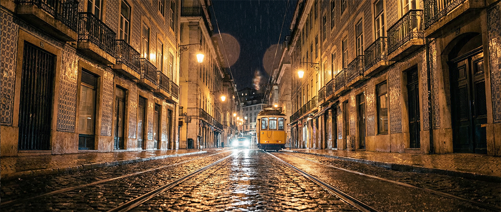 Rua de Lisboa com transfer privado HUB Transfer